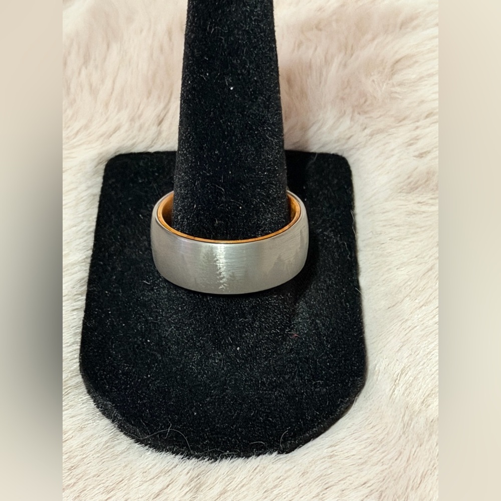 Men's Two-Tone Brushed Stainless Steel Comfort-Fit Ring